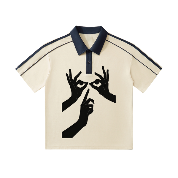Contrast Collar Short-Sleeve Polo Shirt