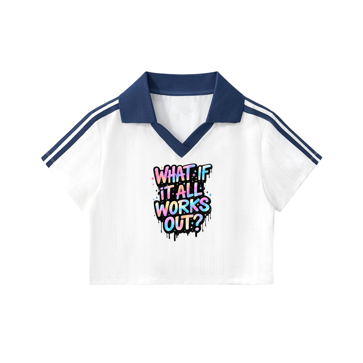 Contrast Collar Striped Cropped Jersey