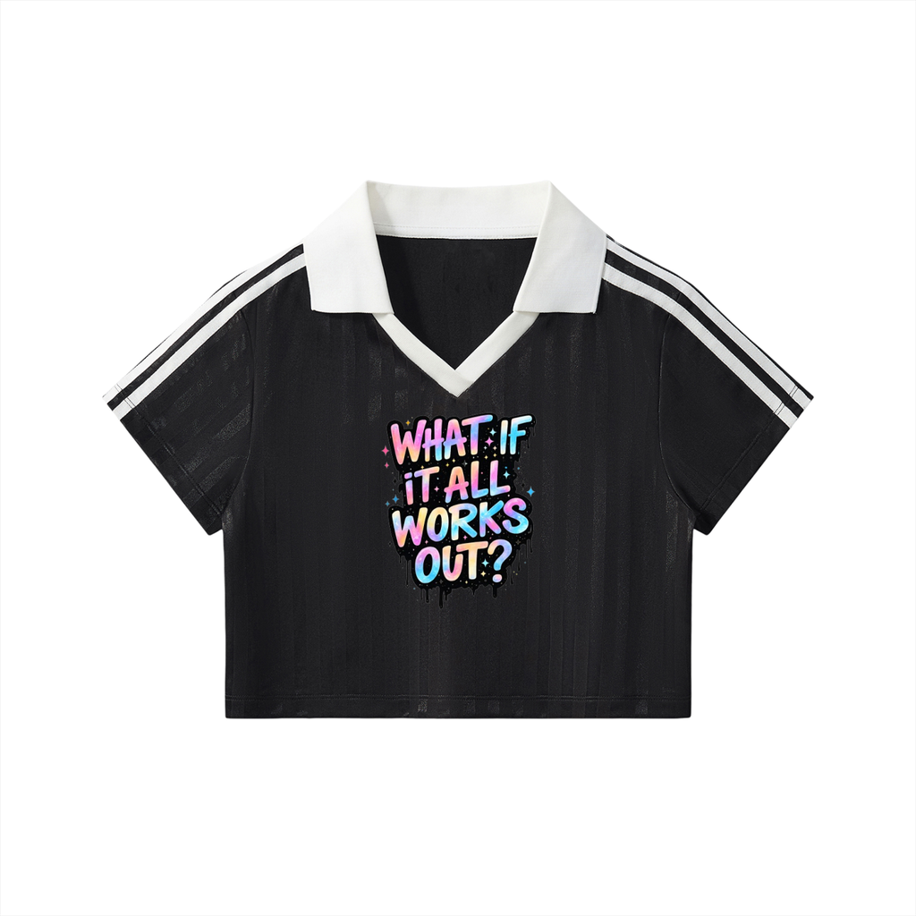 Contrast Collar Striped Cropped Jersey