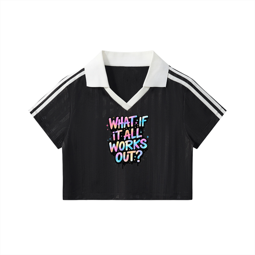 Contrast Collar Striped Cropped Jersey