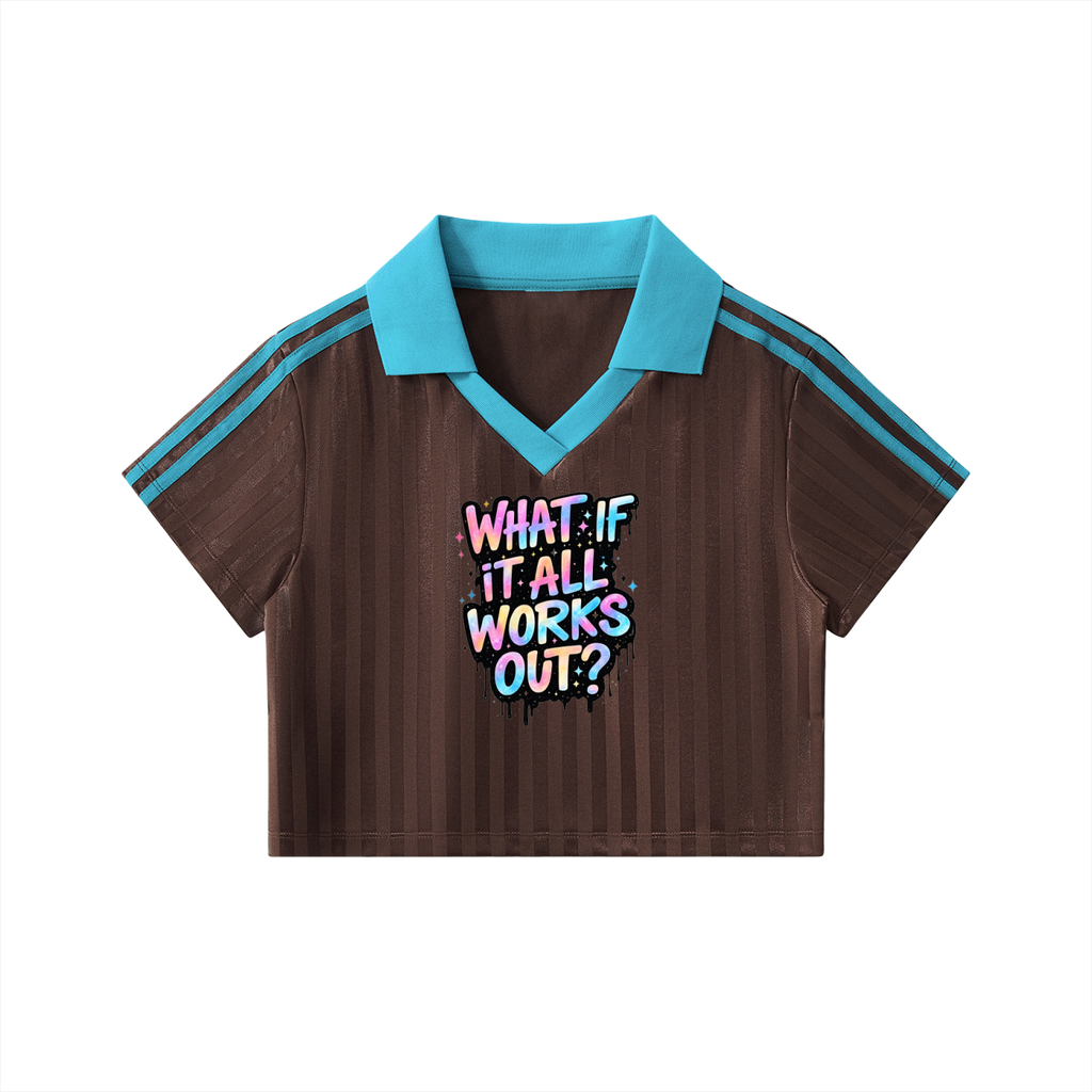 Contrast Collar Striped Cropped Jersey